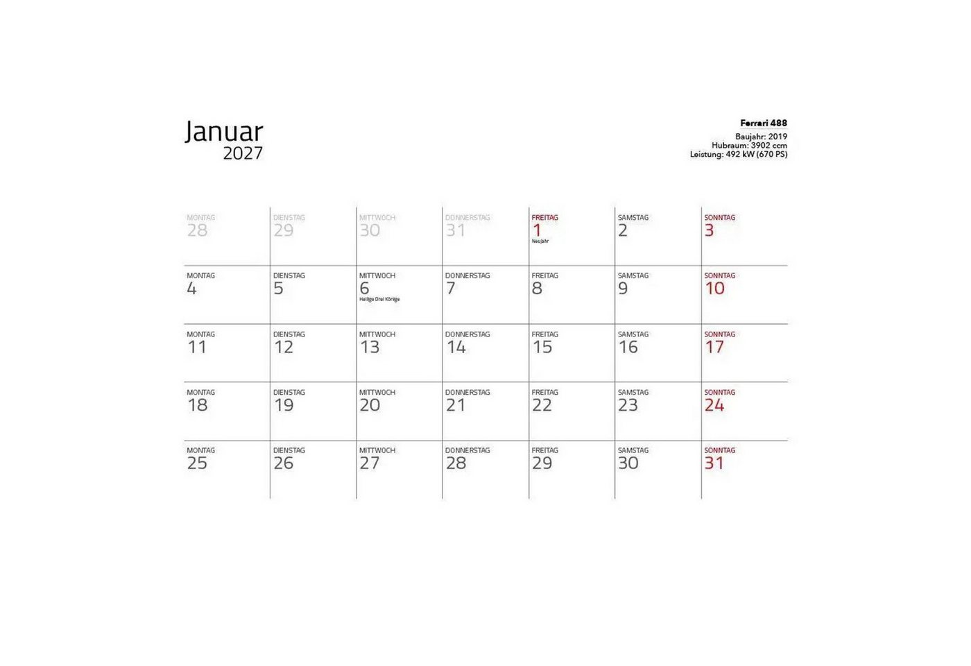 Edition Lempertz Wandkalender Supersportwagen 2027 - Eintragkalender Bild 2