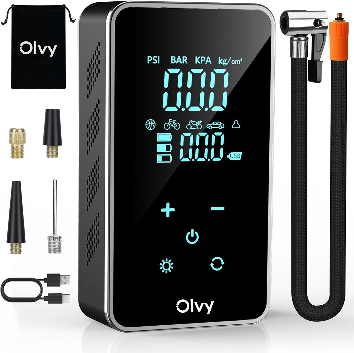Olvy Kompressor Olvy Luftkompressor, Mini Reifenpumpe 7000mAh Bild 2