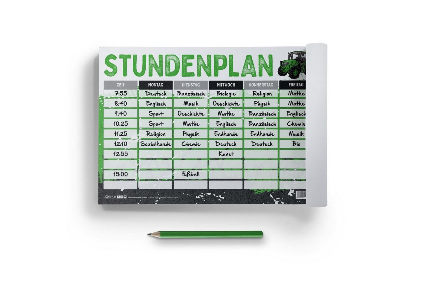 itenga Schülerkalender itenga Stundenplan Block 25 Blatt Motiv TRAKTOR DIN A4 Bild 2