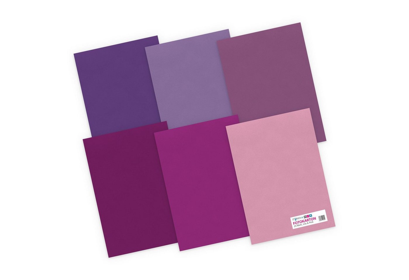 itenga Bastelkartonpapier itenga Tonpapier - A4 130 g/qm 24 Blatt - Lila und Pinktöne 6 Farben j Bild 2