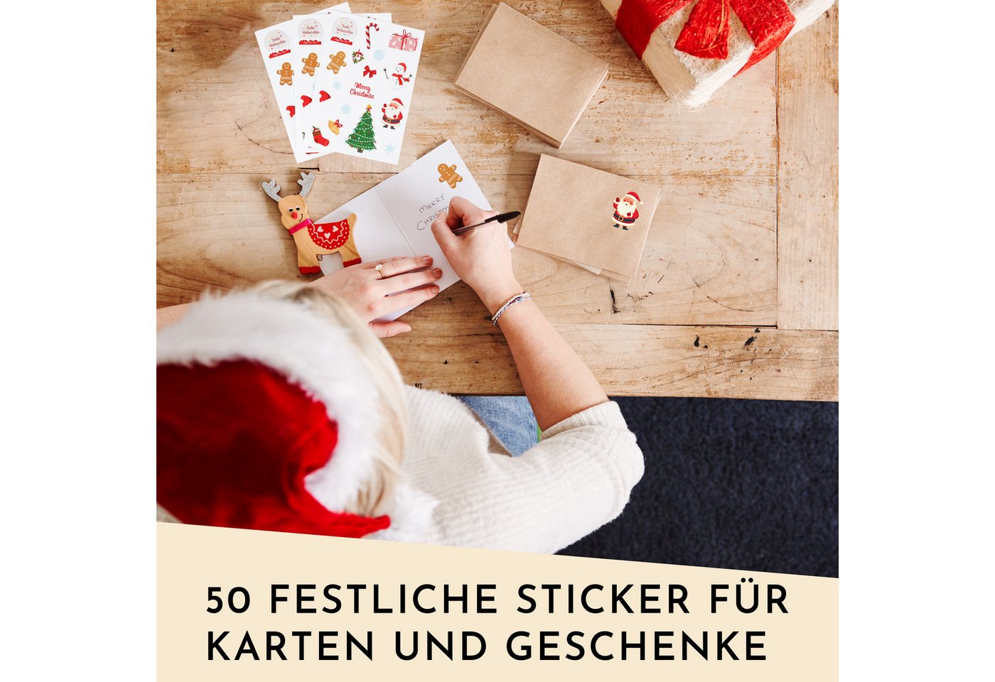 Nordstern Etikett 100 Geschenkanhänger Weihnachten mit Aufkleber und Schnur, Kraftpapier Anhänger zum Beschriften für Weihnachtstüten und Geschenke