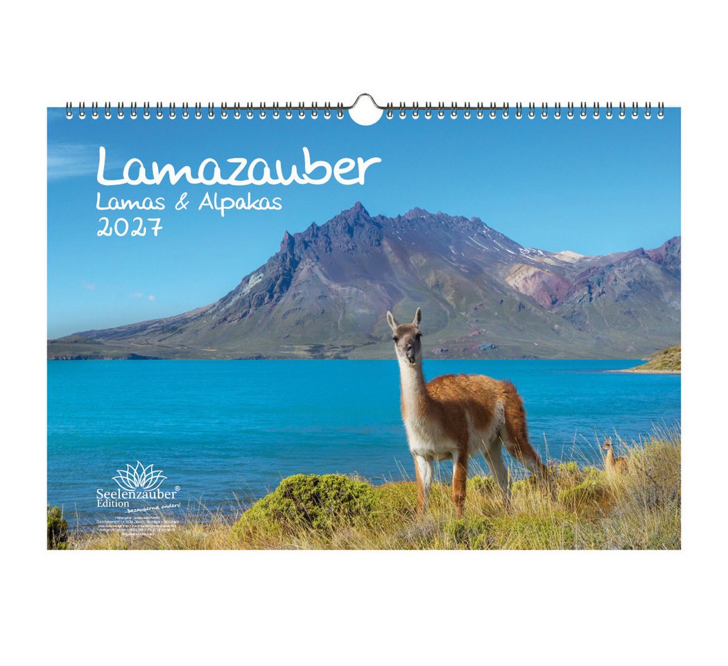 Seelenzauber Wandkalender Lamazauber DIN A3 Kalender für 2027 Lama Alpaka - Seelenzauber