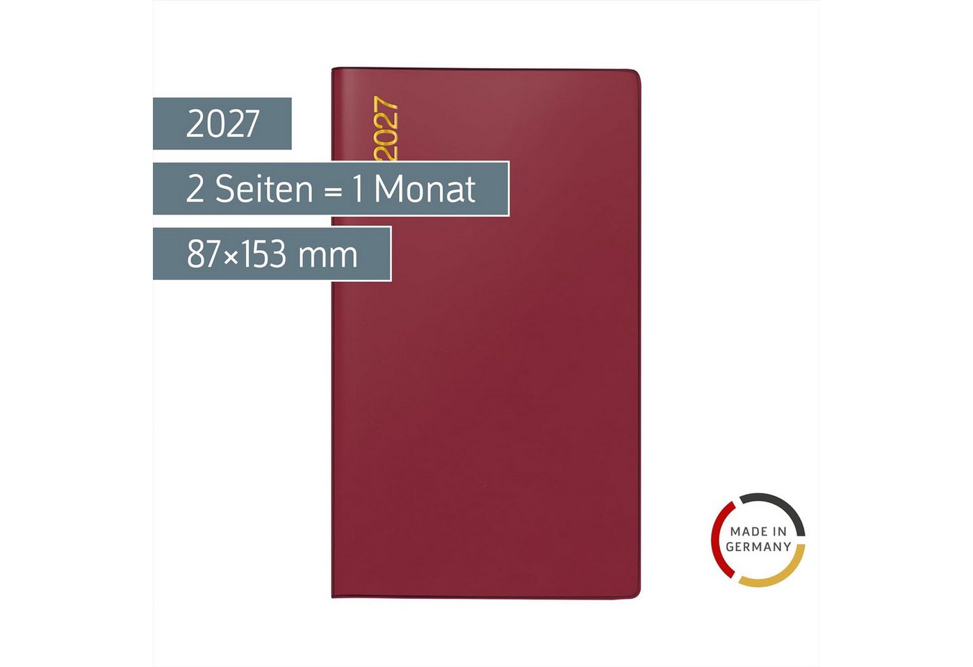RIDO Taschenkalender rido/idé 7040302297 Taschenkalender TM 12 2027 A6, bordeaux, Kunstoff Bild 2