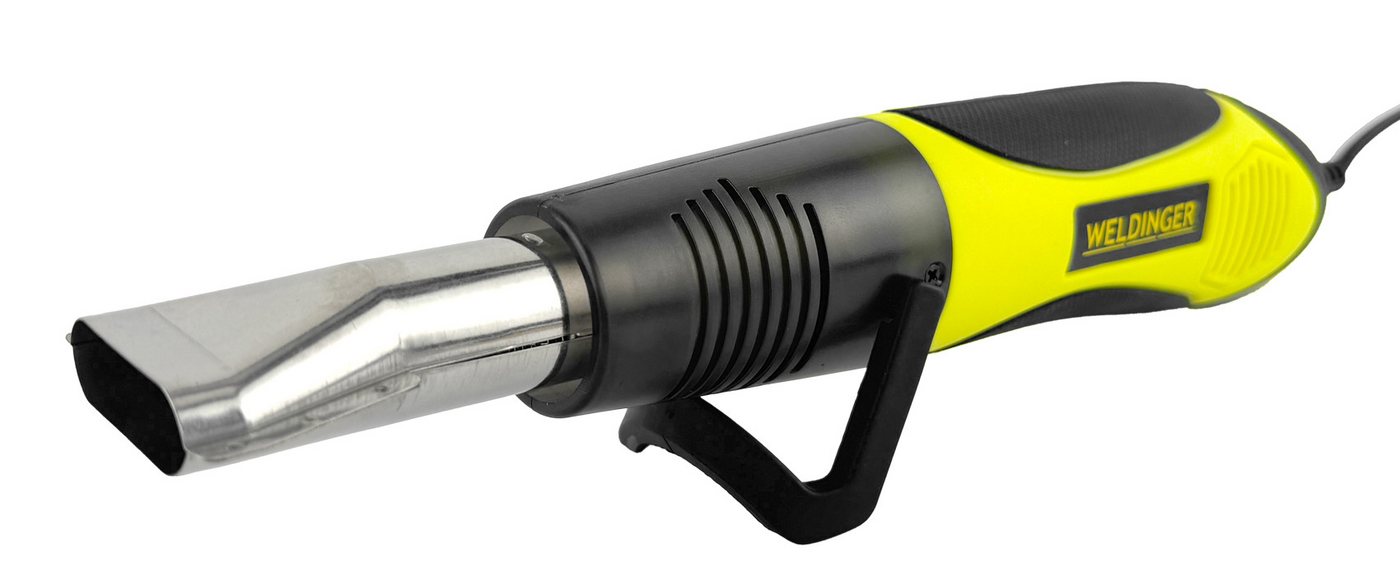 WELDINGER Heißluftgebläse Heißluftpistole HG-2 mini 450 W mit 2 Stufen 250°C / 450°C 2 m Kabel, bis max. 450 °C, (Set), klappbarer Ablageständer, ergonomischem Zweikomponentenhandgriff Bild 2