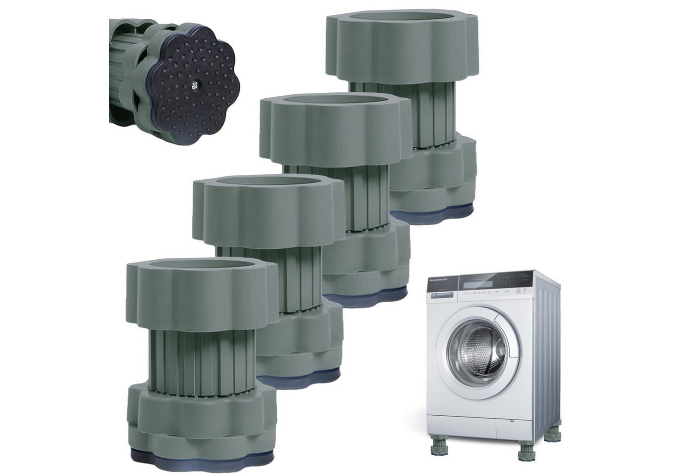 Diwzbyn Waschmaschinenuntergestell Waschmaschinen-Vibrationsdämpferfüße, 4 Waschmaschinen-Fußpolster, Waschmaschinen-Schock- und Rutschschutz-Füße Bild 4