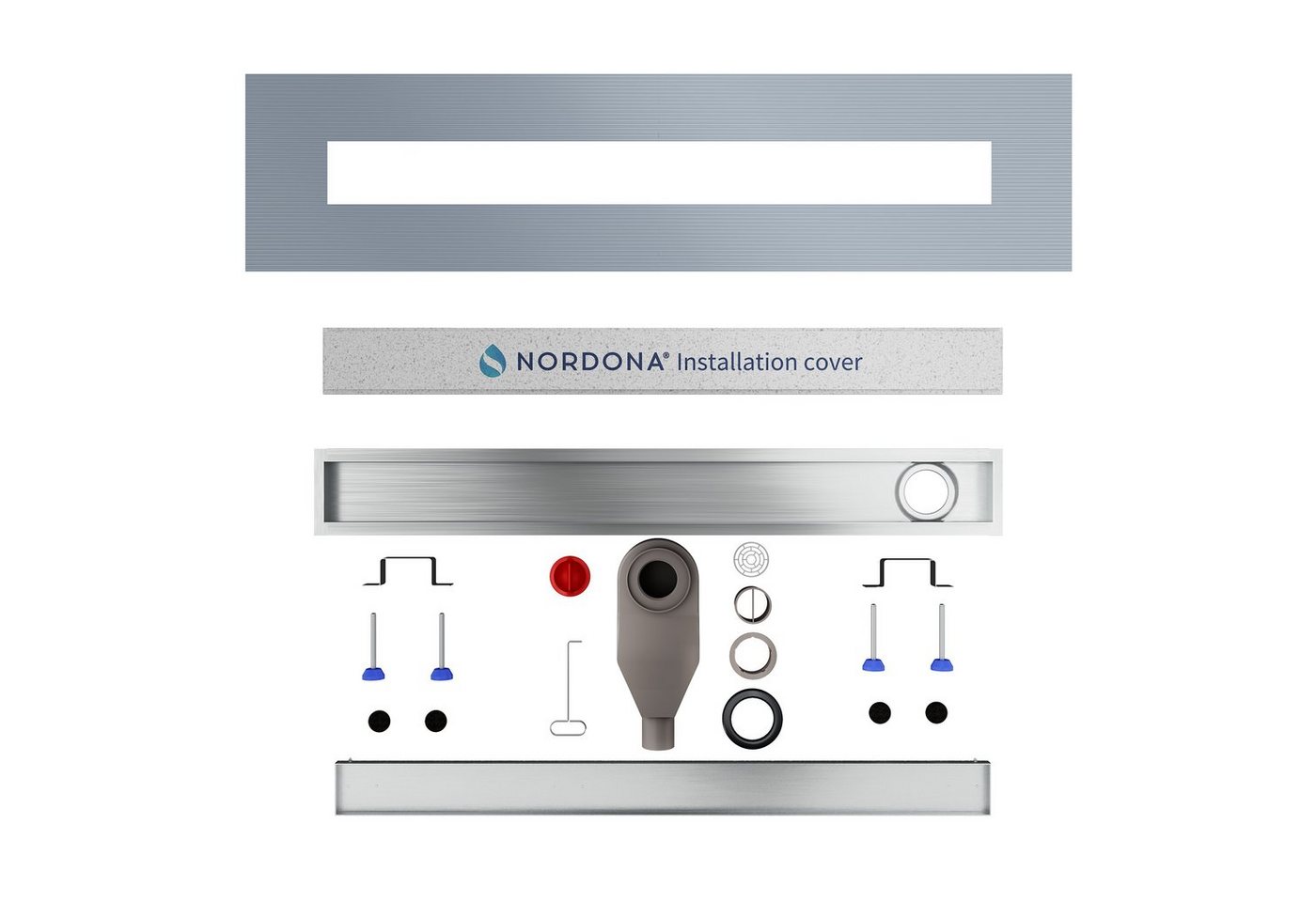 NORDONA Duschrinne Befliesbare Edelstahl Abflussrinne Bodenablauf, Komplett-Set, Befliesbare Blende, 60 cm Bild 2