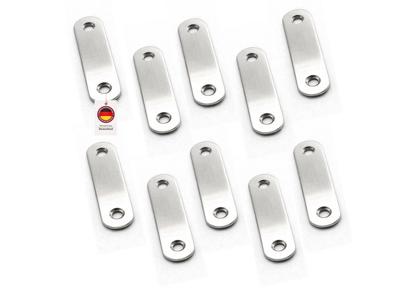 HOOZ Flachverbinder Holzverbinder Set aus Edelstahl Holzbau, Möbelbau 50 mm - 10 Stück, LxB: 50x15 mm, (Metallverbinder für Holz, 10-St., 2-Loch-Verbindungsblech), Stabile flache Verbindungsplatte rechteckig aus Edelstahl Bild 4