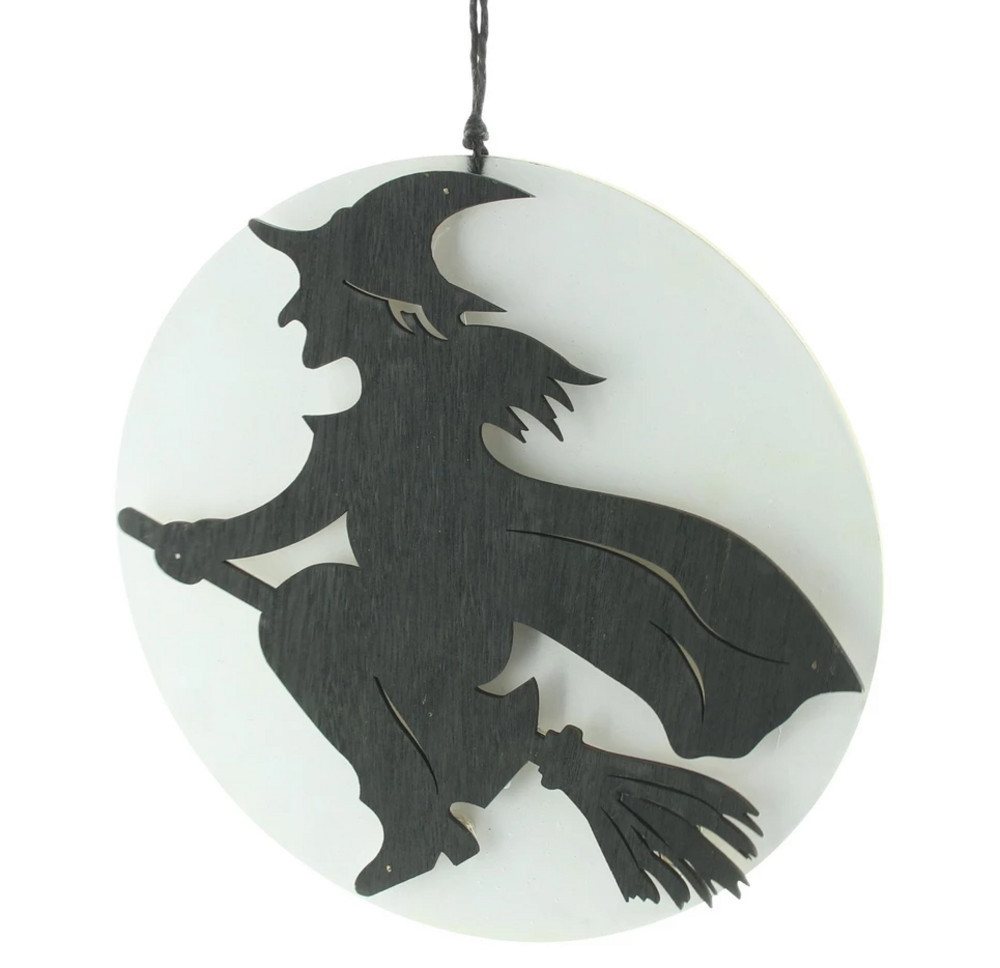 Home-trends24.de LED Dekofigur Hexe Hänger Besen Wand Tür LED Deko Halloween Party Bild 2