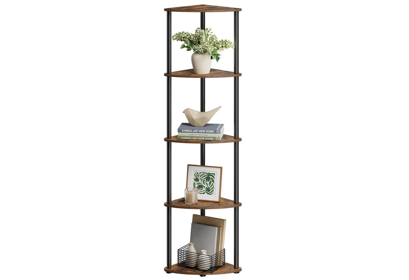 SONGMICS HOME Eckregal Standregal, werkzeuglose Montage, Wohnzimmer, Schlafzimmer, Küche, Eckregal mit 5 Ebenen, Regal, 38,3 x 27 x 139 cm