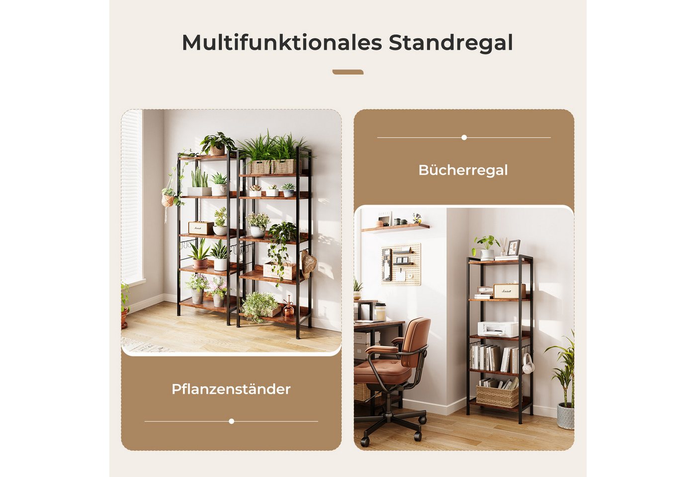 Dripex Küchenregal 5 Ebenen Standregal Aufbewahrungsregale, 8 S-Haken, 60 x 35 x 165 cm Bild 2