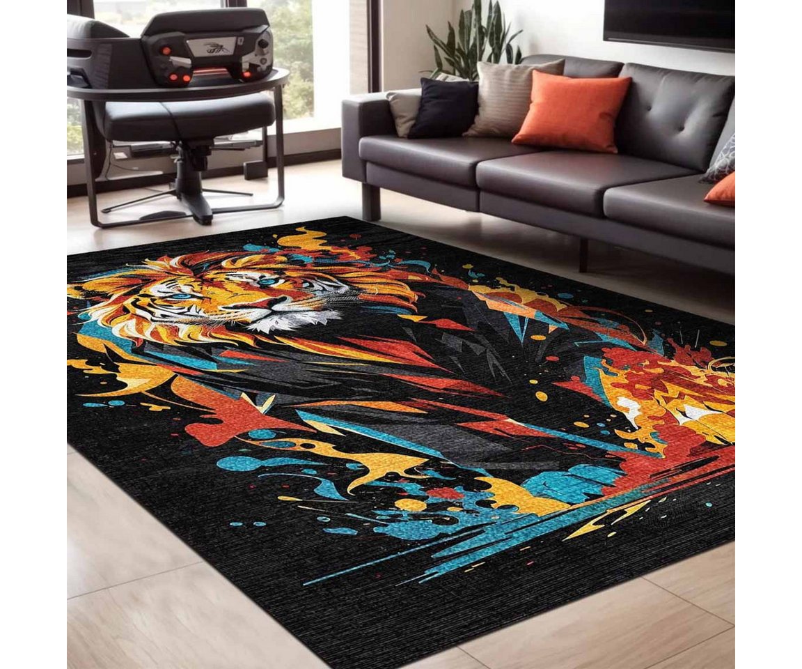 Bamyum Teppich Lions Teppich mit Chenille Druck, Gaming Videospiel Waschbarer Teppich, Einzelstück Bild 5