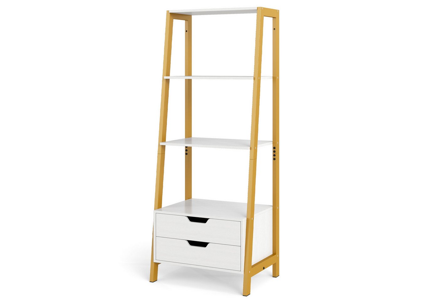 KOMFOTTEU Bücherregal, Leiterregal Standregal mit 2 Schubladen & 4 offenen Ablagen Bild 2