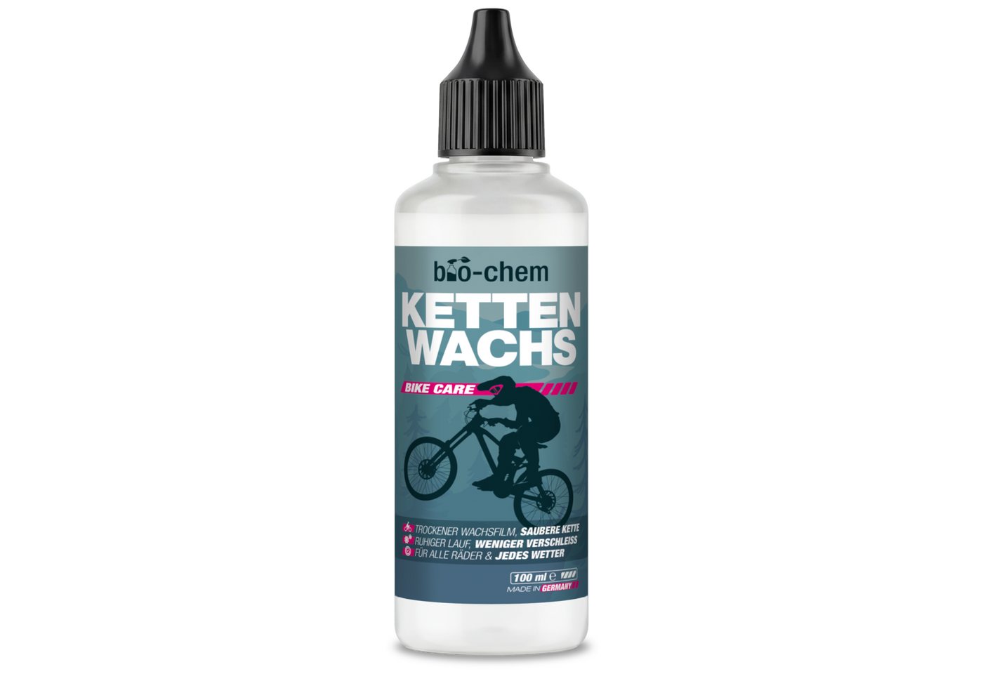 bio-chem Kettenöl Kettenwachs Fahrrad 100ml Saubere Schmierung Leiser Lauf, 100 ml, (Einzelprodukt, Kettenwachs 100 ml), Trockener Wachsfilm, saubere Alternative zu Kettenöl, PTFE-frei
