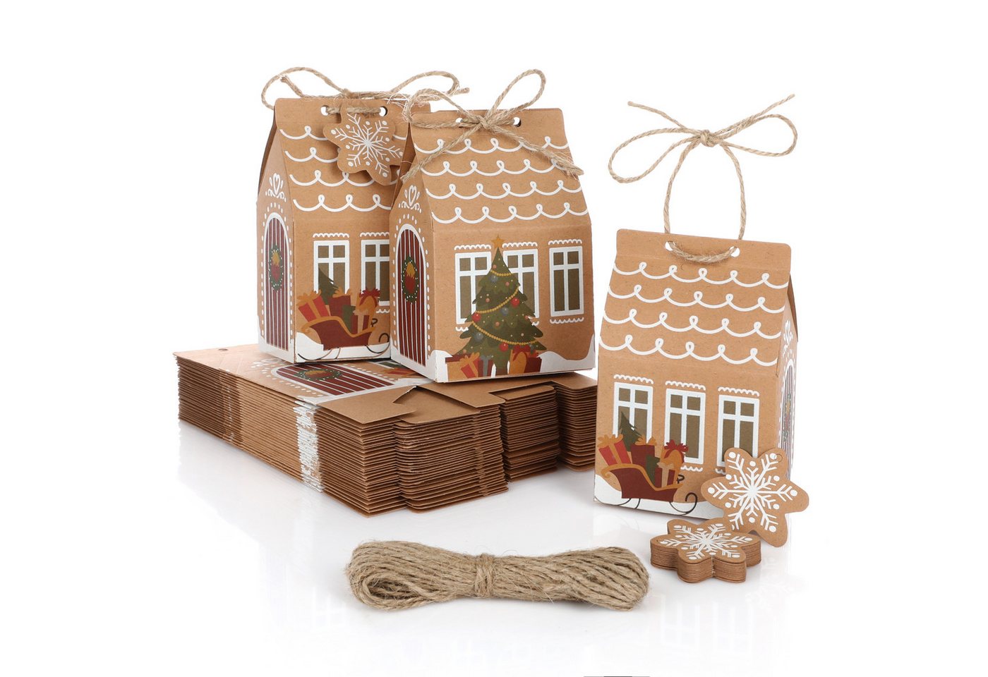 Nordstern befüllbarer Adventskalender Geschenkboxen Häuser 25er Pack, Weihnachtsschachteln für kleine Geschenke Bild 2