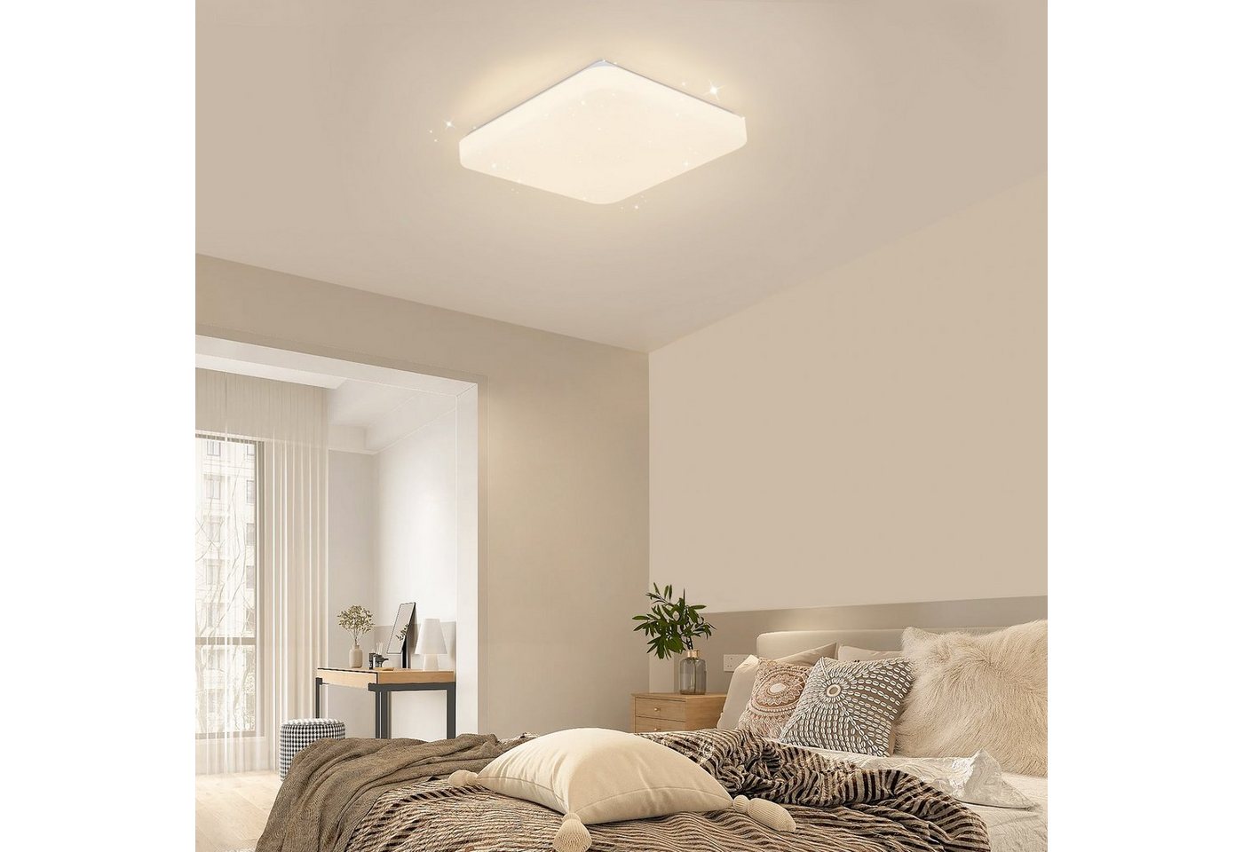 Nettlife LED Deckenleuchte 37W Sternenhimmel Schlafzimmerlampe 28cm Dimmbar, LED fest integriert, Warmweiß Neutralweiß Kaltweiß, Flur Küche Esszimmer Wohnzimmer Kinderzimmer Arbeitszimmer