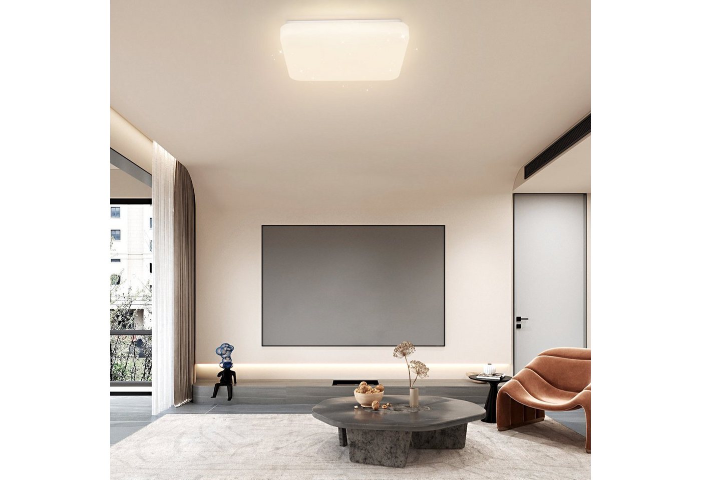 Nettlife LED Deckenleuchte 37W Sternenhimmel Schlafzimmerlampe 28cm Dimmbar, LED fest integriert, Warmweiß Neutralweiß Kaltweiß, Flur Küche Esszimmer Wohnzimmer Kinderzimmer Arbeitszimmer Bild 3