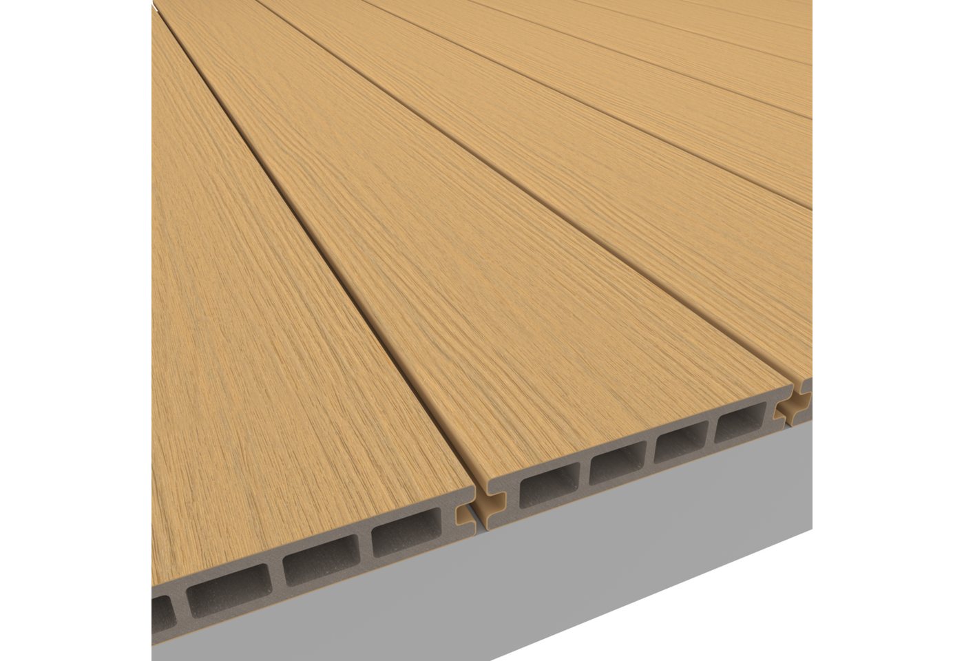 Gartenwelt Riegelsberger Terrasse WPC Terrassendiele 25x140 mm Hohlprofil ummantelt, BxT:20x14 cm, Beidseitig verwendbar - Holzmaserung grob und fein Bild 3