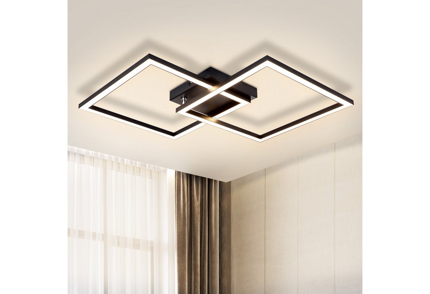 Nettlife LED Deckenleuchte Deckenleuchte Eckig Modern 3000K Warmweiß, LED fest integriert, Warmweiß, für Schlafzimmer Küche Flur Wohnzimmer Bild 4