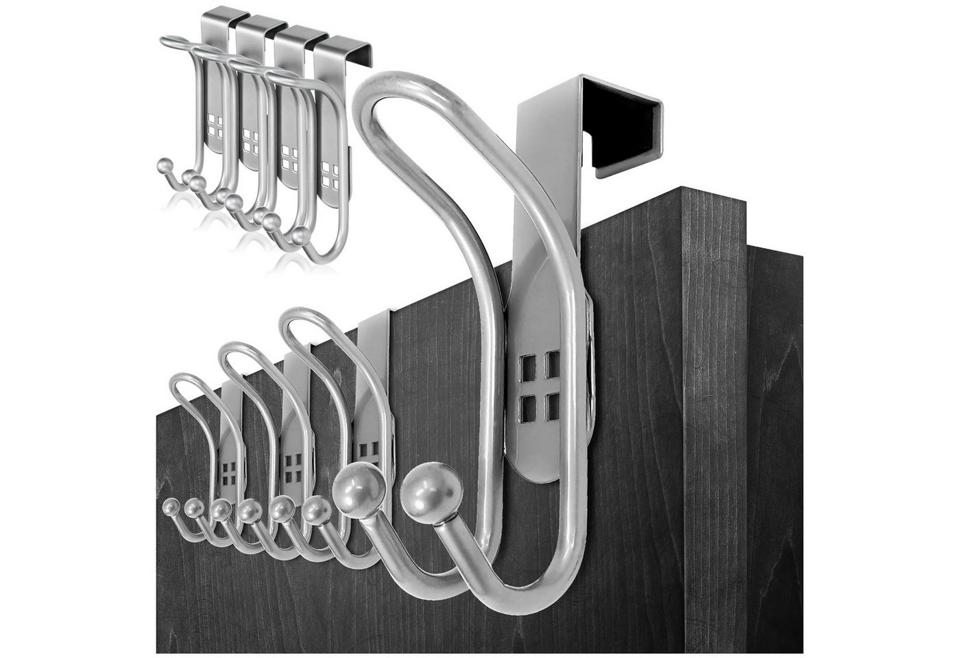 com-four Türhaken Türhaken - Doppel-Kleiderhaken mit Schaumstoff-Schutz für Zimmer, (8-St), Garderobenhaken zum Einhängen ohne Bohren Bild 3