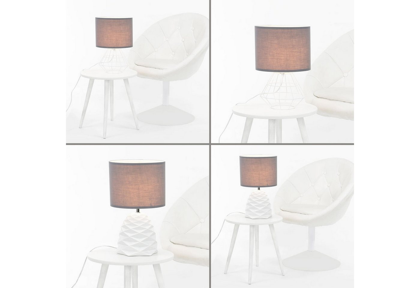 Licht-Erlebnisse Lampenschirm BASIC, Mit Klettverschluss Adapter für E14 E27 Ø 25 cm Grau Stoff Bild 4
