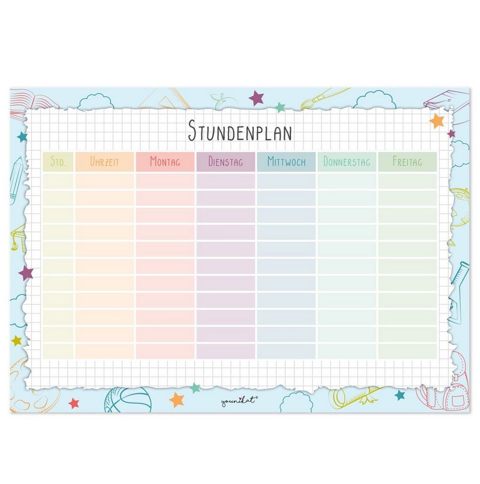 younikat Schülerkalender Stundenpläne in pastell Motiven, Papierblock mit 25 Blättern Bild 2