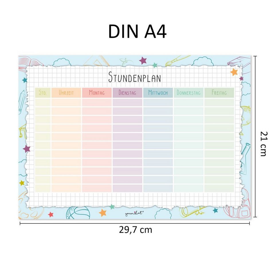 younikat Schülerkalender Stundenpläne in pastell Motiven, Papierblock mit 25 Blättern Bild 4
