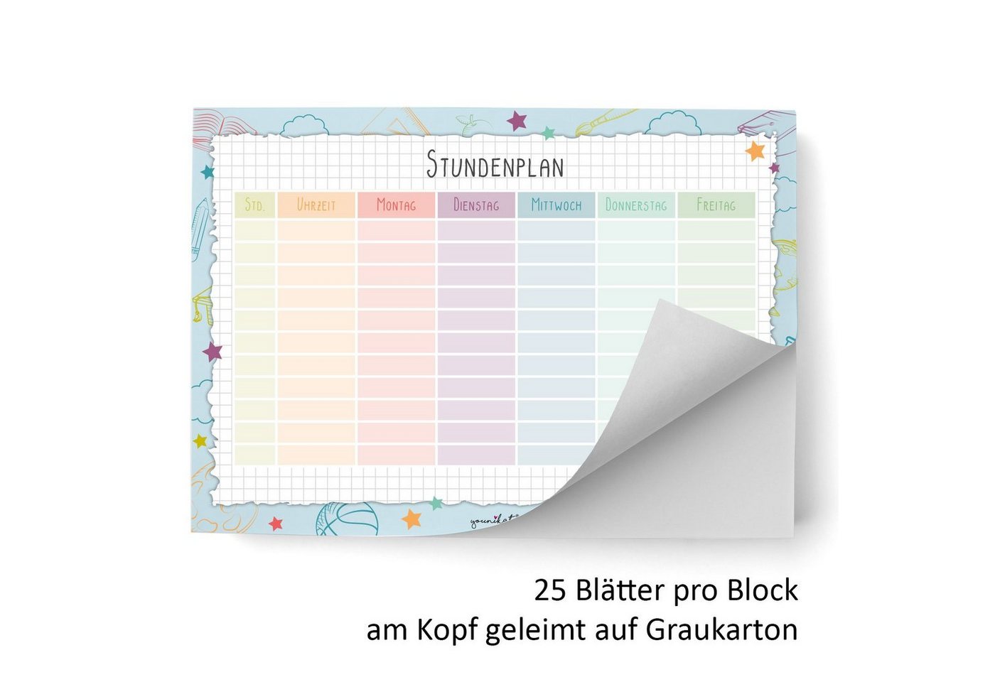 younikat Schülerkalender Stundenpläne in pastell Motiven, Papierblock mit 25 Blättern Bild 5
