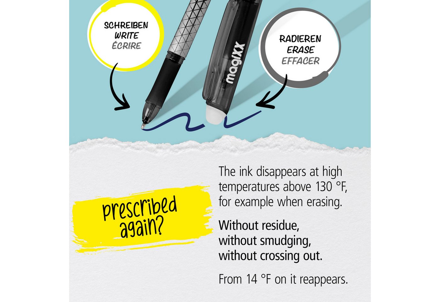 Online Pen Tintenroller magiXX Classic, (6x radierbare Gelschreiber rot, ergonomisches Griffstück), Gelpens für Schüler, Studenten, Büro