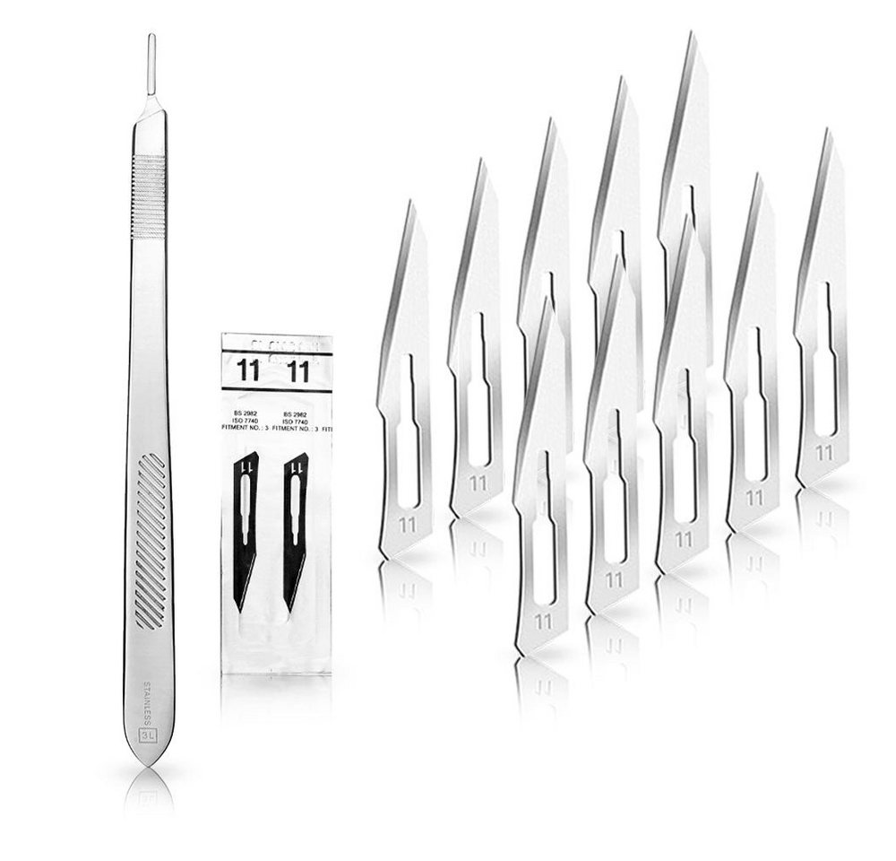 May Cuttermesser Set 10 Stück Skalpellklingen Figur 11 aus Karbonstahl Bild 2