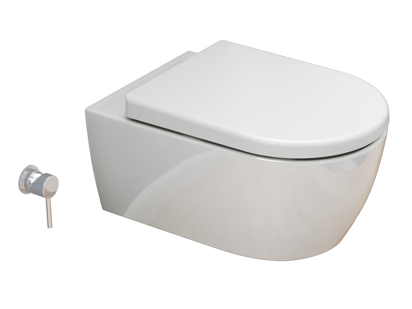 SSWW Dusch-WC mit Softclose WC-Sitz Tiefspül-WC spülrandloses WC Taharat, wandhängend, Abgang waagerecht, WC-Set Bild 2