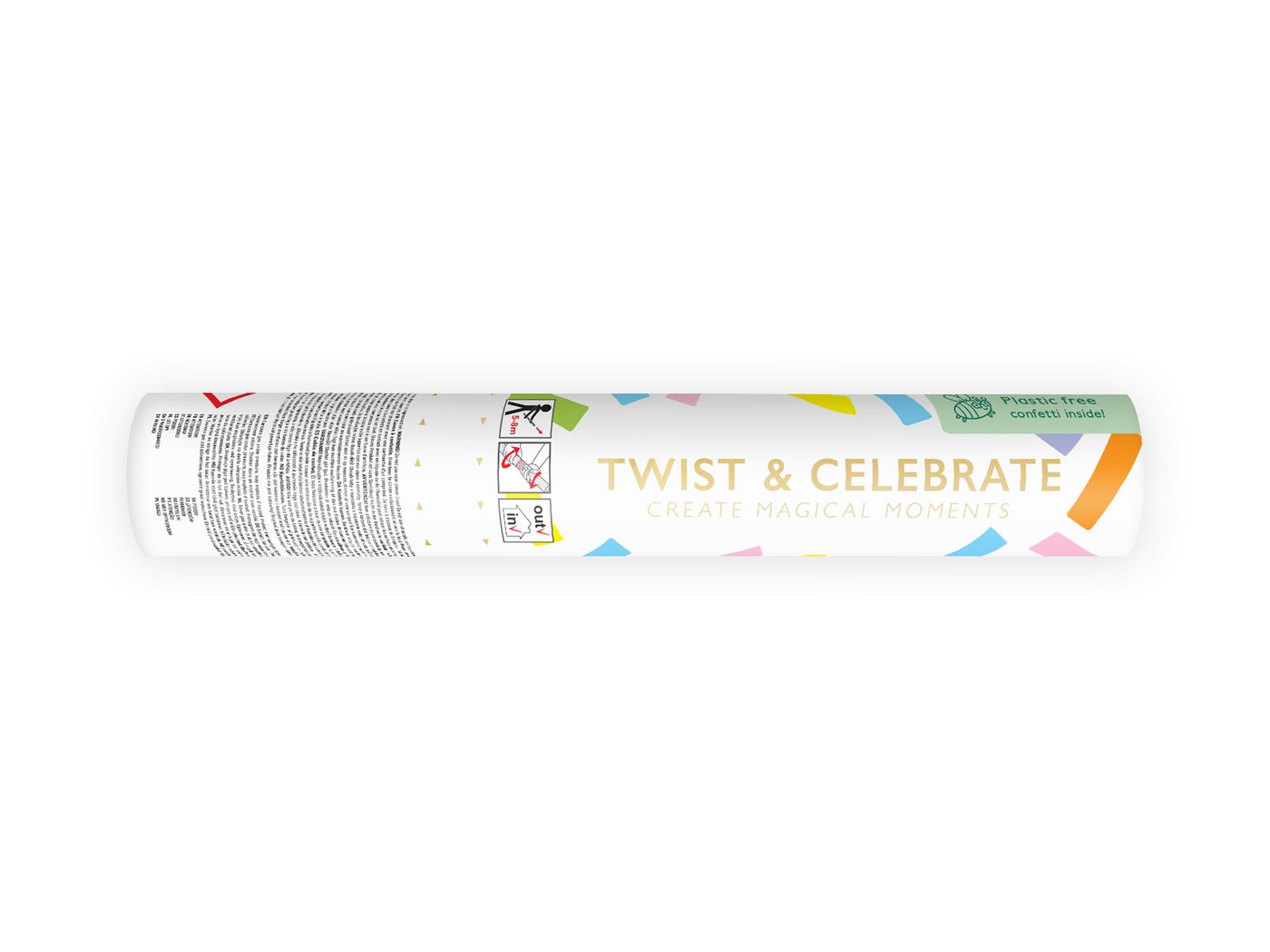 partydeco Konfetti, Konfettikanone mit Streifen 20cm Bunt Pastell Bild 3