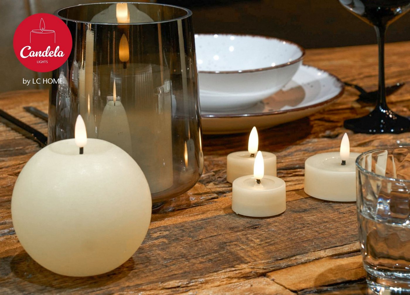 LC Home LED-Kerze Candela Lights LED Kerzen Teelichter 6er Set ?4,5cm