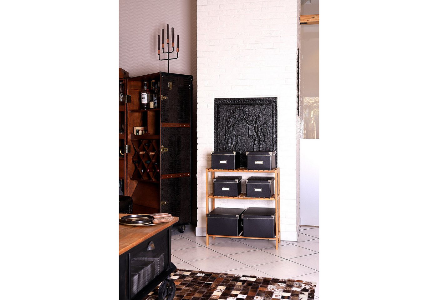 dibea Regal aus Bambus mit 3 Ablageflächen, 60x26x66 cm, natur, 1-tlg., robust & nachhaltig, platzsparend & pflegeleicht Bild 2