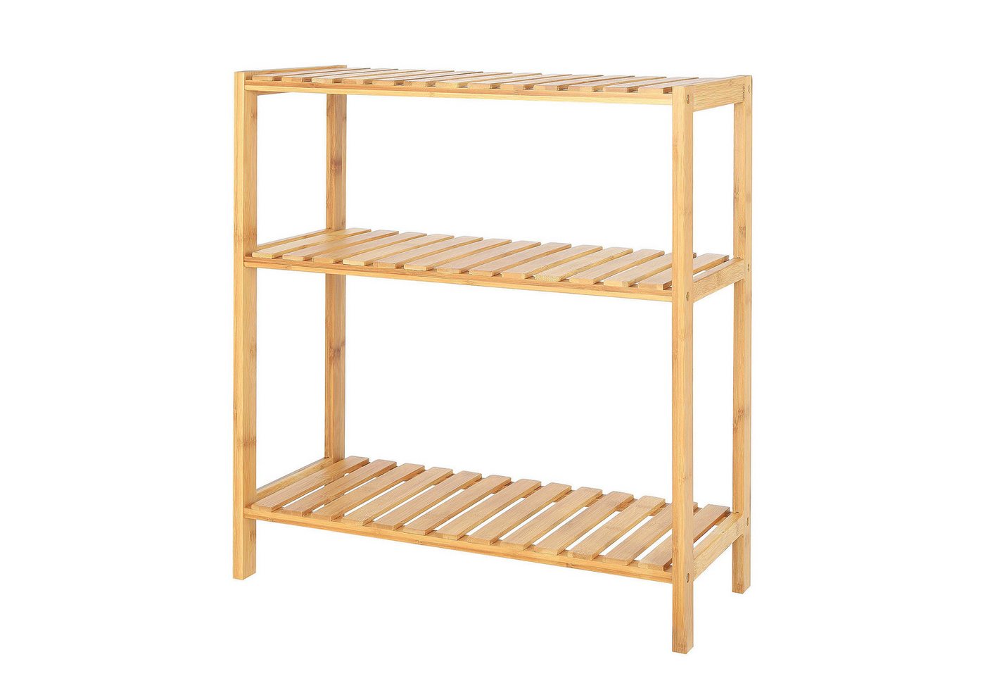 dibea Regal aus Bambus mit 3 Ablageflächen, 60x26x66 cm, natur, 1-tlg., robust & nachhaltig, platzsparend & pflegeleicht Bild 3