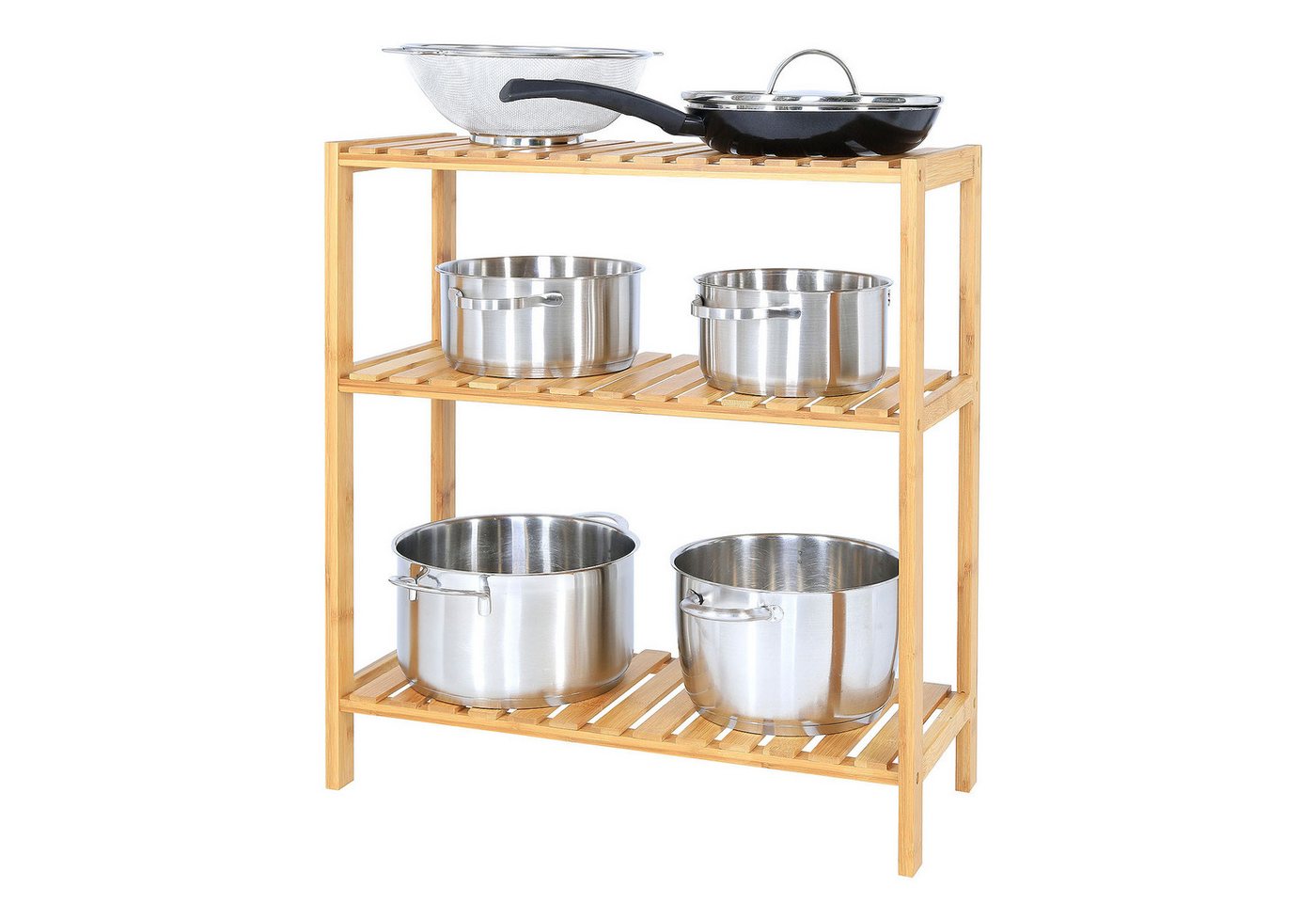 dibea Regal aus Bambus mit 3 Ablageflächen, 60x26x66 cm, natur, 1-tlg., robust & nachhaltig, platzsparend & pflegeleicht Bild 4