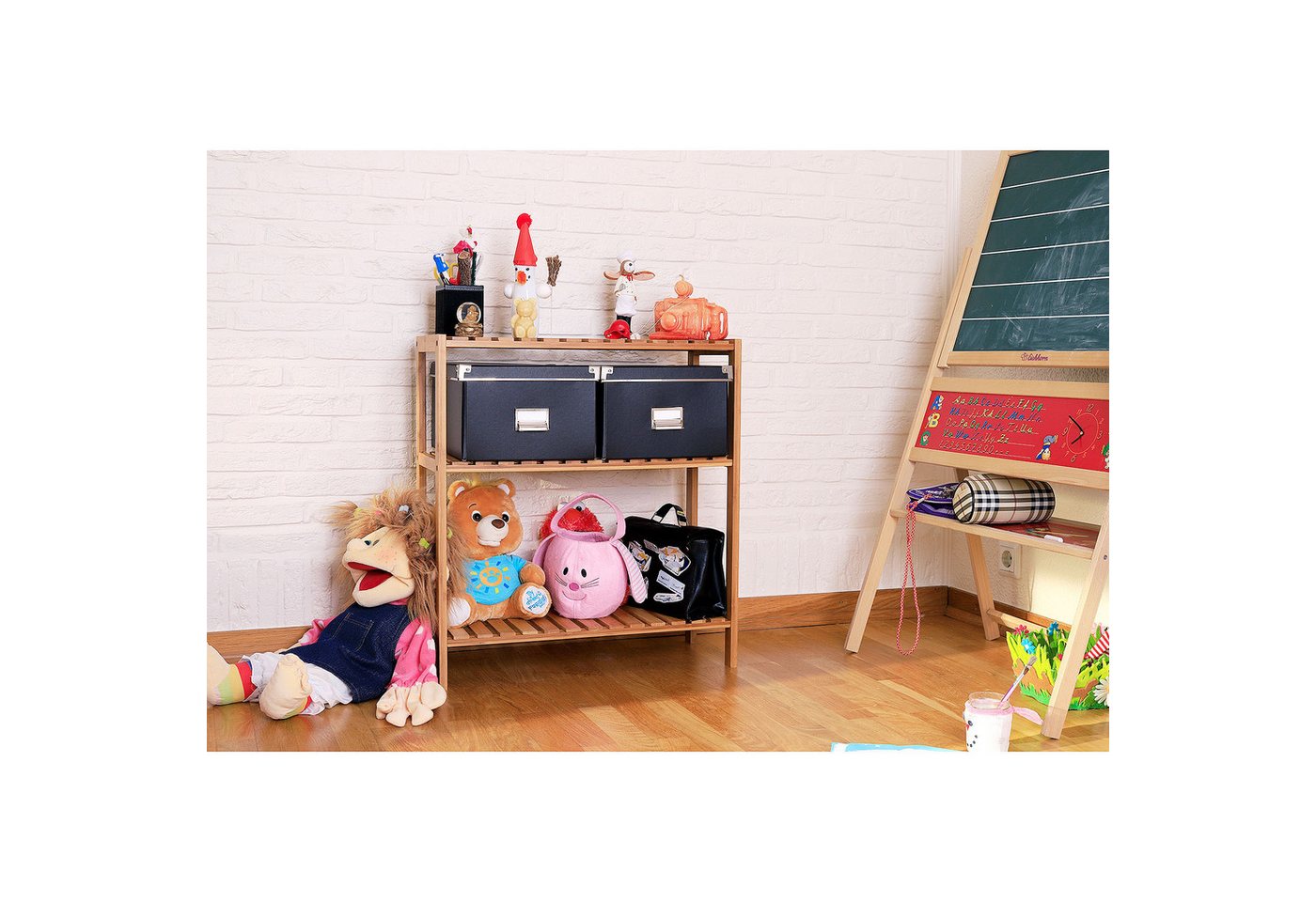 dibea Regal aus Bambus mit 3 Ablageflächen, 60x26x66 cm, natur, 1-tlg., robust & nachhaltig, platzsparend & pflegeleicht Bild 5