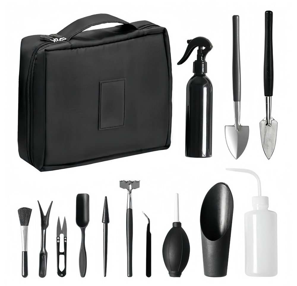 AFKSMILE Gartenpflege-Set 13-teilige Gartengeräte-Set,Pflanzenpflege-Set mit Aufbewahrungstasche, Mini-Gartengeräte-Set für Zimmerpflanzen, Professionelle Bonsai-Zucht Bild 3