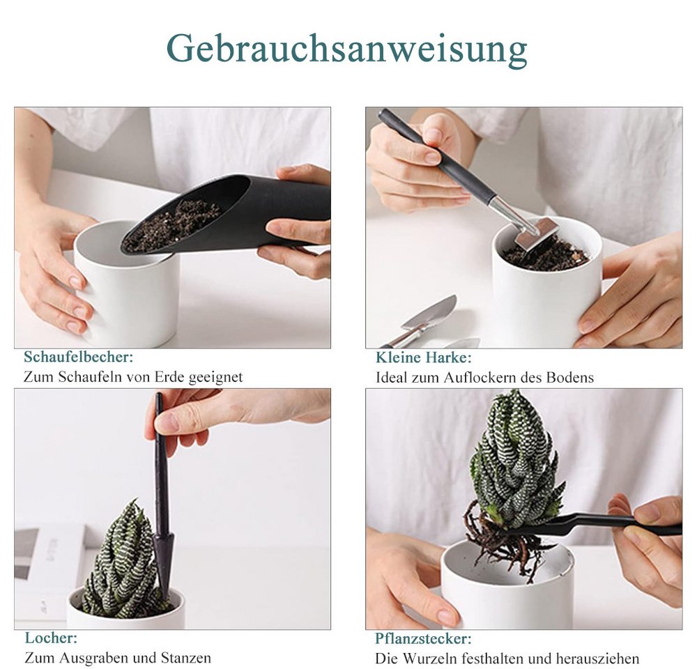 AFKSMILE Gartenpflege-Set 13-teilige Gartengeräte-Set,Pflanzenpflege-Set mit Aufbewahrungstasche, Mini-Gartengeräte-Set für Zimmerpflanzen, Professionelle Bonsai-Zucht Bild 5
