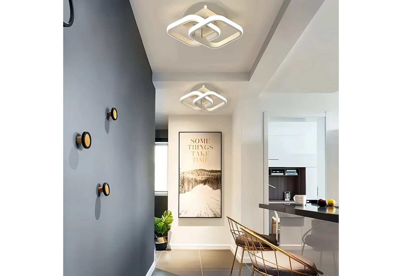 wohnTRAUM24 Deckenleuchten LED Dimmbar Deckenleuchte 3-Farbige Decken-Lampe, LED fest integriert, Warmweiß, Neutralweiß, Kaltweiß, Wohnzimmer Flur Eingang