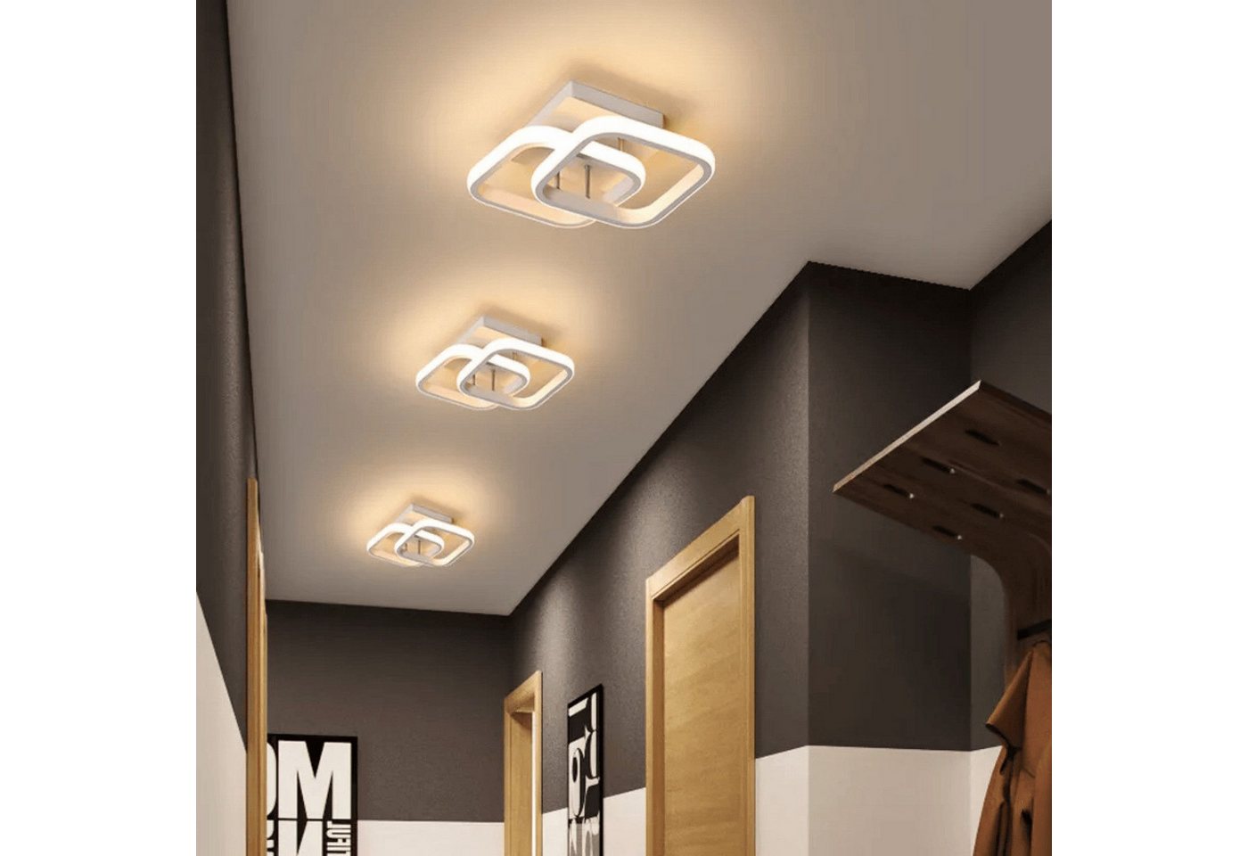 wohnTRAUM24 Deckenleuchten LED Dimmbar Deckenleuchte 3-Farbige Decken-Lampe, LED fest integriert, Warmweiß, Neutralweiß, Kaltweiß, Wohnzimmer Flur Eingang Bild 2