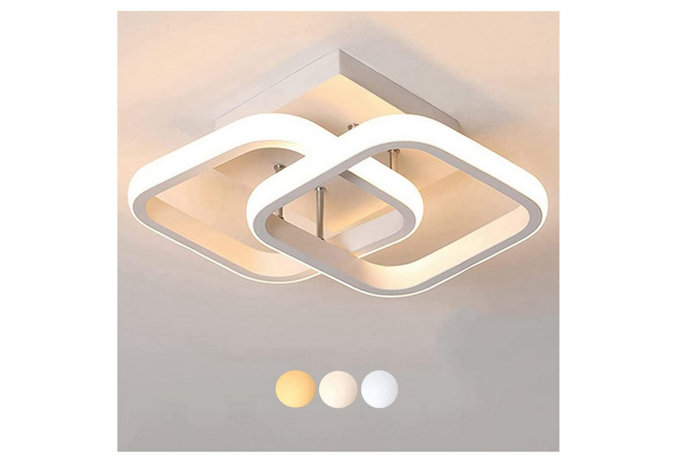 wohnTRAUM24 Deckenleuchten LED Dimmbar Deckenleuchte 3-Farbige Decken-Lampe, LED fest integriert, Warmweiß, Neutralweiß, Kaltweiß, Wohnzimmer Flur Eingang Bild 3