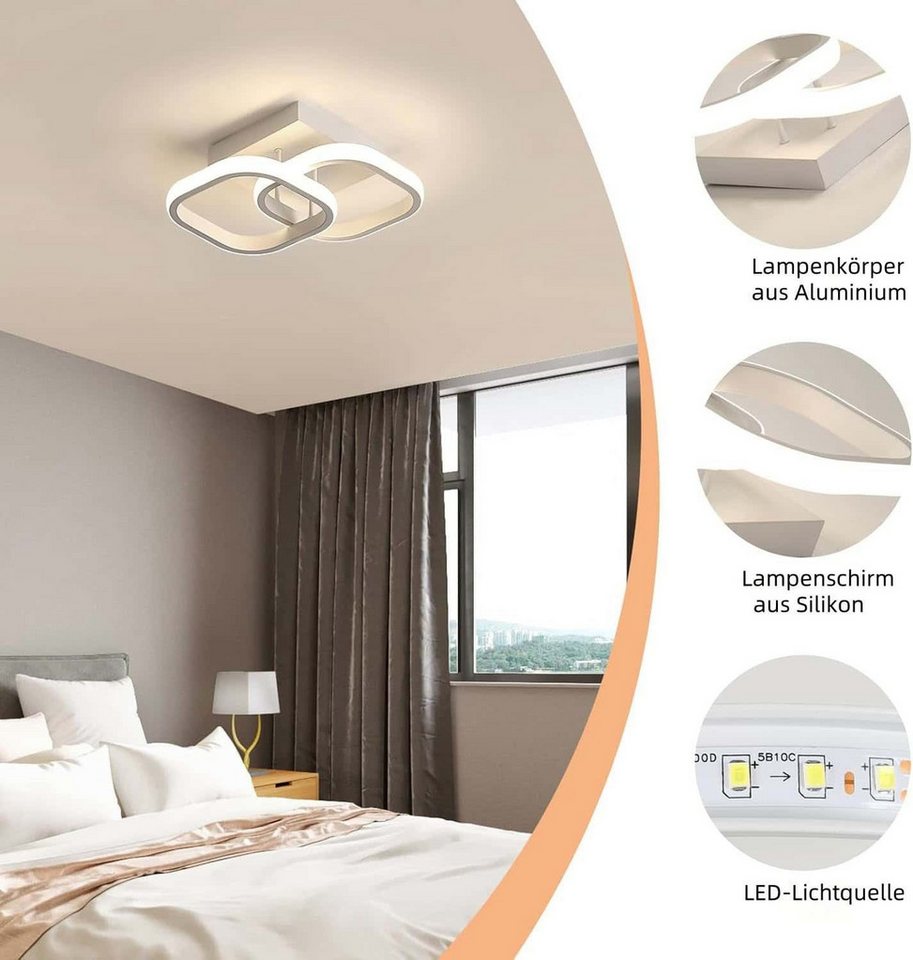 wohnTRAUM24 Deckenleuchten LED Dimmbar Deckenleuchte 3-Farbige Decken-Lampe, LED fest integriert, Warmweiß, Neutralweiß, Kaltweiß, Wohnzimmer Flur Eingang Bild 4