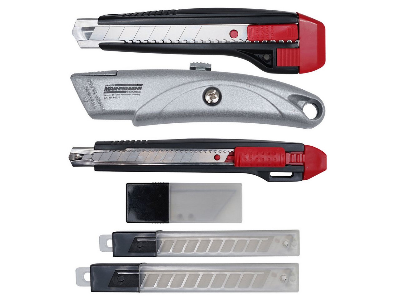 Brüder Mannesmann Werkzeuge Cutter 33-tlg. Abbrechmesser-Set: Cutter- & Universalmesser inkl. Klingen, (1 St)