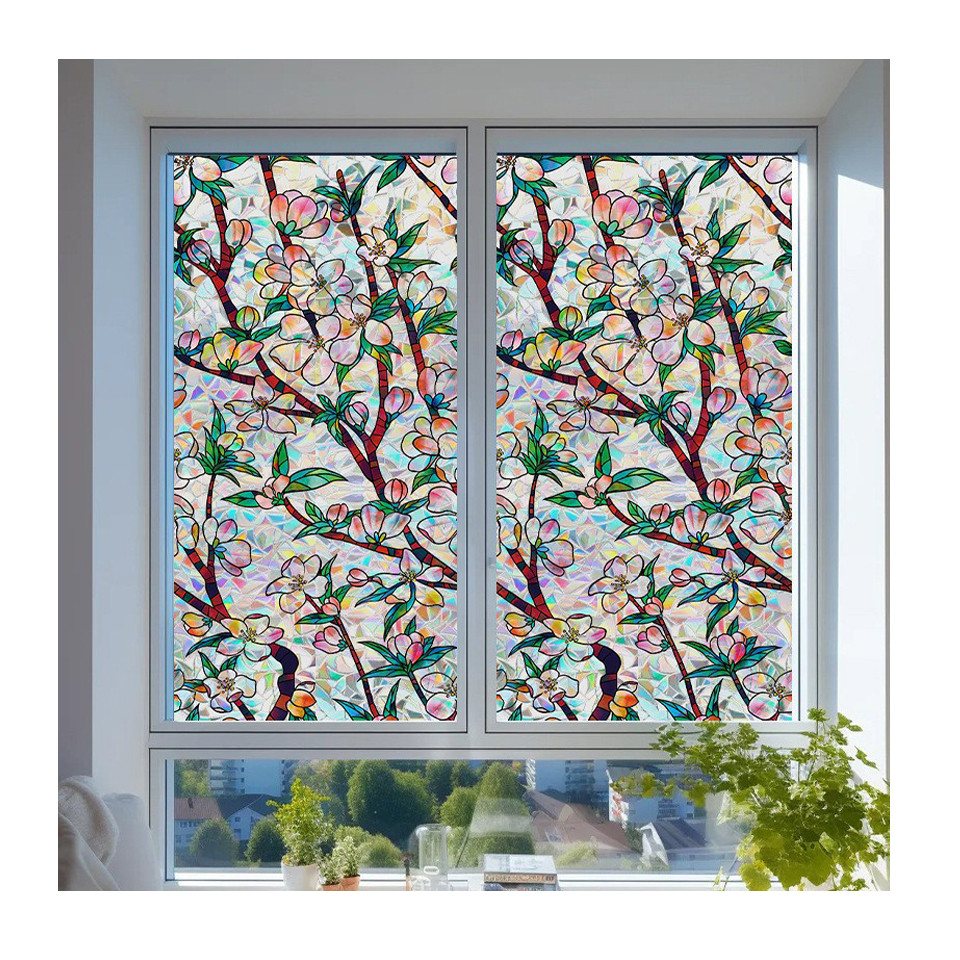 Coonoor Fensterfolie Regenbogen-Sichtschutzfolie für Fenster, dekorativer Fensteraufkleber, 3D-statische Buntglas-Hafttönung Bild 2