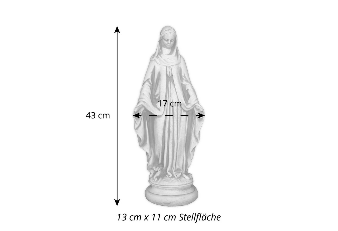 gartendekoparadies.de Gartenfigur Madonna Statue für den Garten, Steinfigur, H. 43 cm, 5 kg, Frostsicher Bild 4