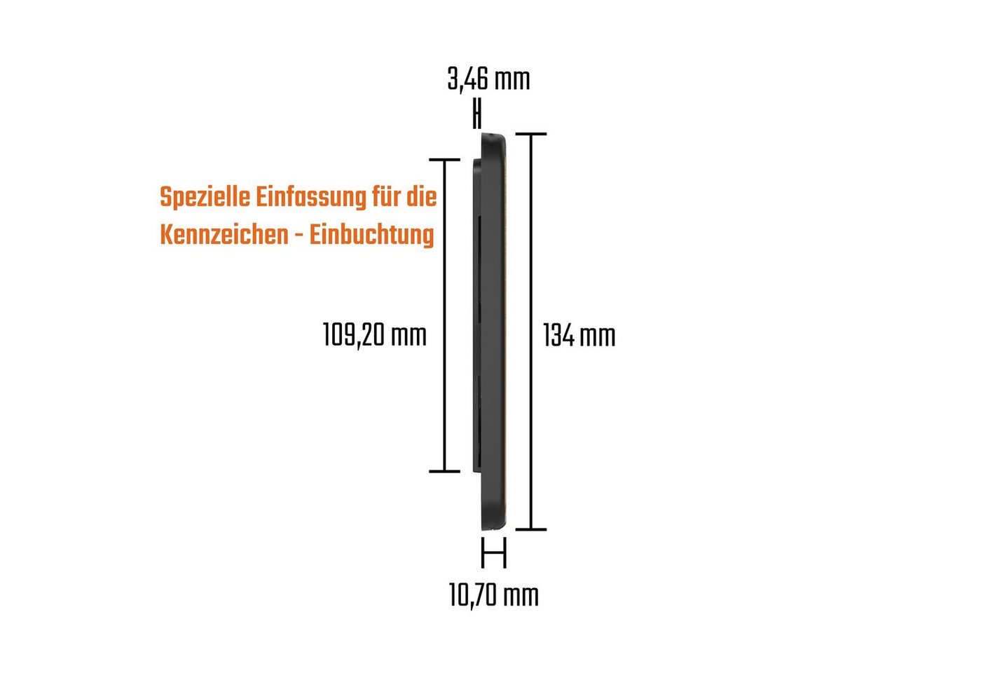 L & P Car Design Kennzeichenhalter für Auto 46 cm in Gold Chrom gebürstet für kurze Kennzeichen, (2 Stück)