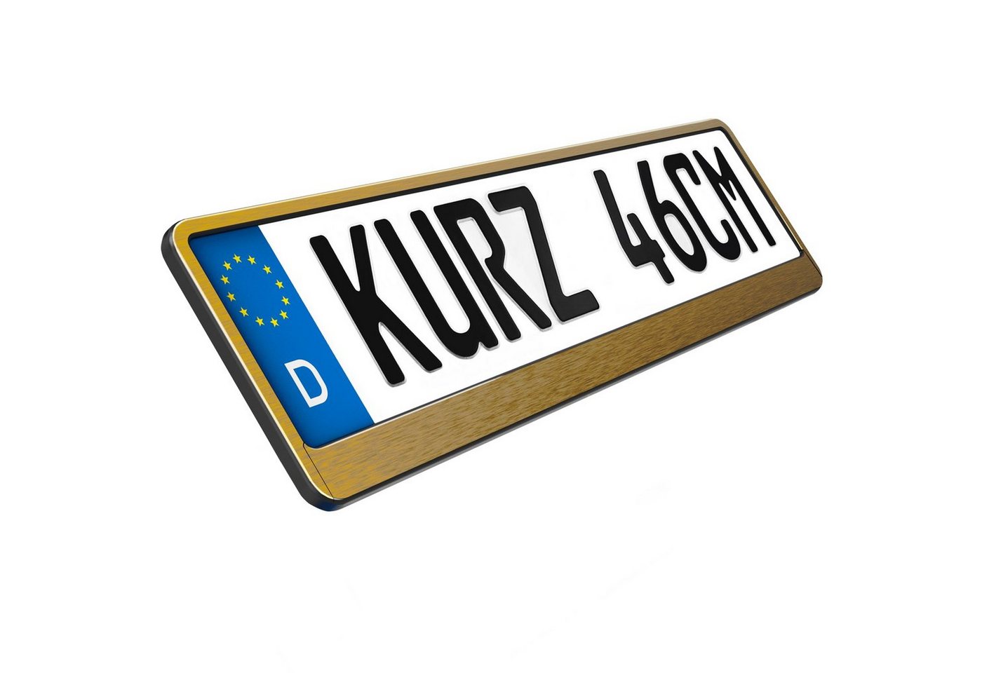 L & P Car Design Kennzeichenhalter für Auto 46 cm in Gold Chrom gebürstet für kurze Kennzeichen, (2 Stück) Bild 2