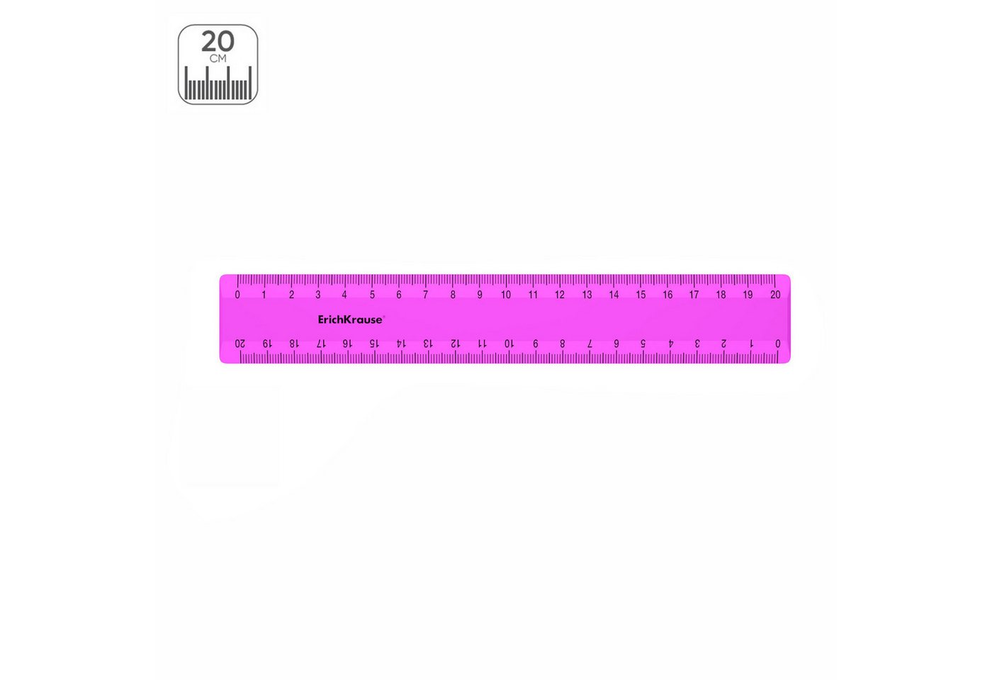 Erich Krause Lineal, Lineal 20cm doppelseitig Kunststoff 1 Stück Neon Pink