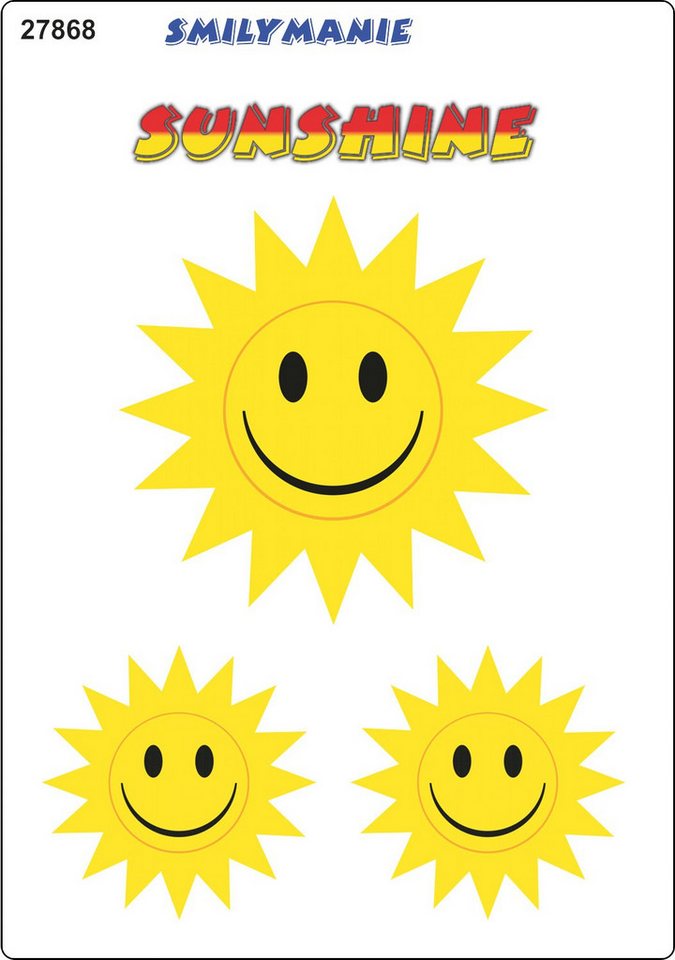 Hermann Schütz Aufkleber Aufkleber Smily Sunshine 3er-Set 150 x 105 mm