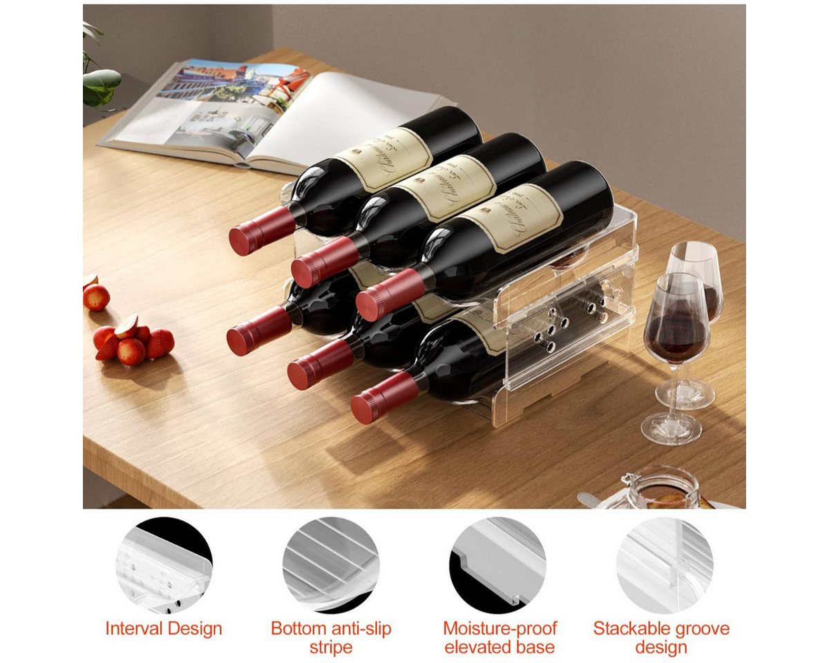COFI 1453 Weinregal Weinregal Set stapelbar Flaschenregal transparent bis 6 Flaschen